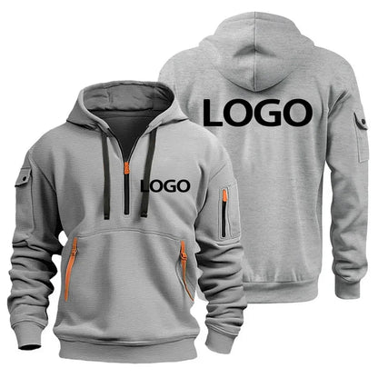 Nouveau pull de sport européen pour hommes avec fermeture éclair et poches sur les bras, personnaliser votre Logo, housse de pull à capuche et
