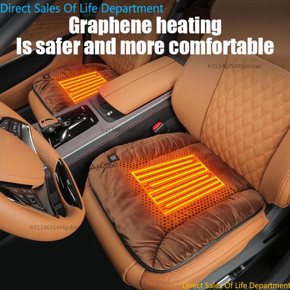 Coussin chauffant de voiture en graphène, coussin de siège en peluche d'hiver, coussin unique électrique USB chaud universel monté sur véhicule 12V, 1 pièce