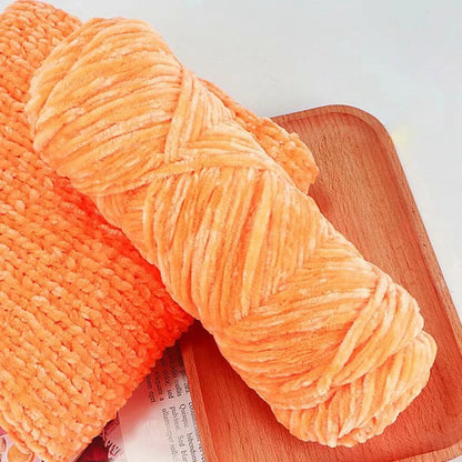 Fil de velours doux en Chenille, mélange de laine tricotée au Crochet, écharpe faite à la main, manteau, couverture et chapeau pour bébé, 95g