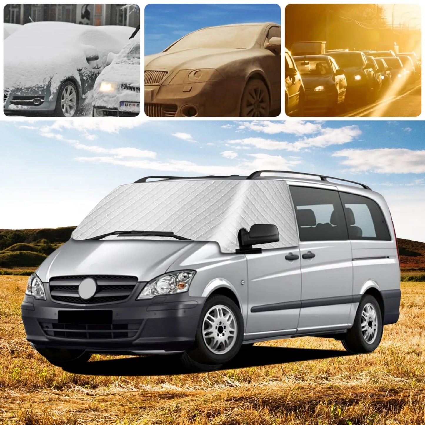 Couverture de pare-brise RV pour Mercedes-Benz Vito W447 2014-2024, couverture de pare-brise pour glace et neige RV, pare-soleil de fenêtre avant, bloc UV 5
