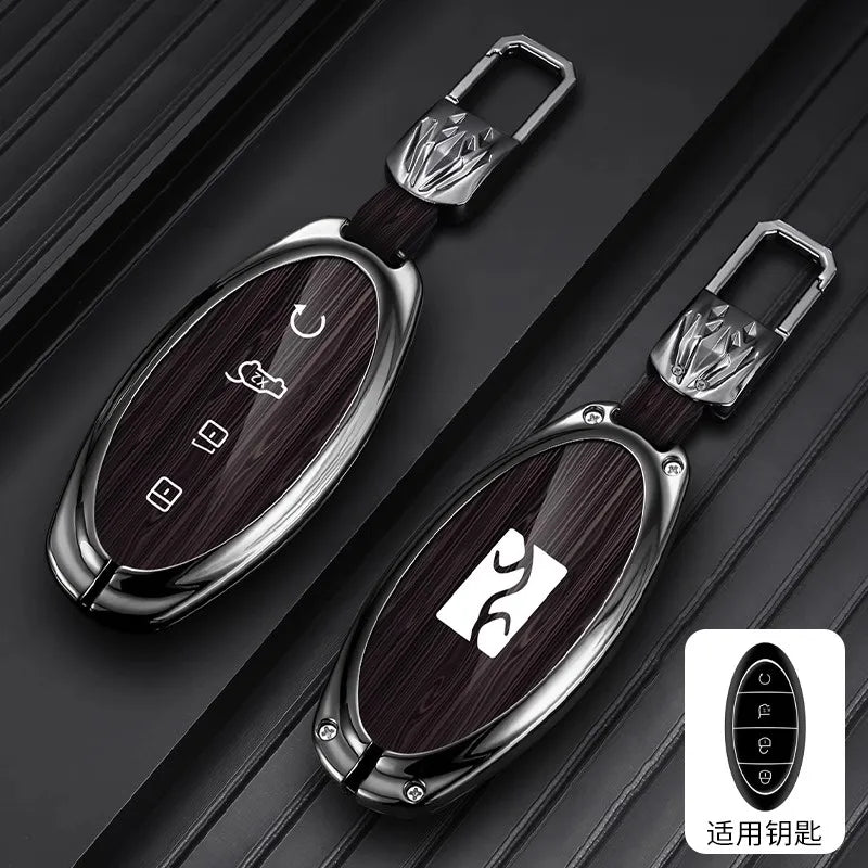 Housse de luxe en alliage de zinc pour BYD Yangwang U8 / U9 / U7 – Coque de protection premium avec porte-clés, accessoires d'intérieur de voiture