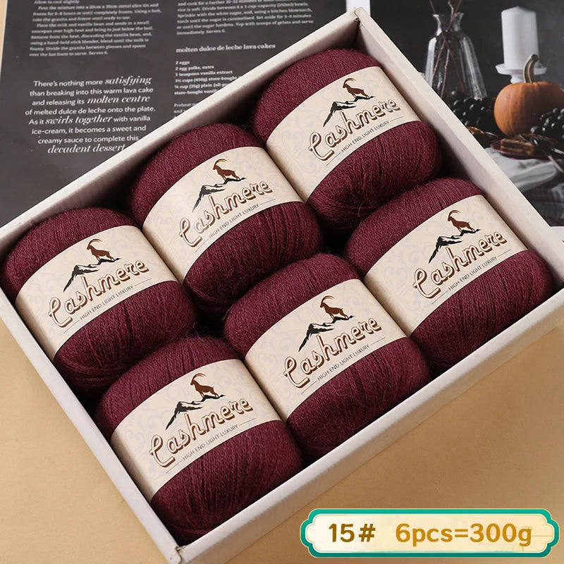 Fil de laine fine pure cachemire 300g, matériel de bricolage tissé à la main, aiguilles à tricoter, pulls chauds, pulls, foulards, boules de fil