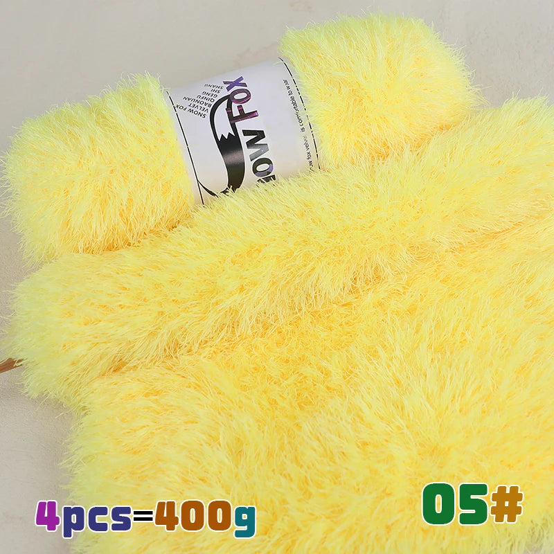 Fil de fausse fourrure 400g, fil de plumes, fil de cils, fil épais pour tricoter à la main, adapté au tricot de grands manteaux, pyjamas, foulards, chapeaux, châles, gilets