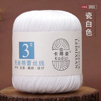 Fils de dentelle en coton mercerisé, fils de dentelle au crochet, broderie à la main, artisanat d'art, couvertures de bricolage, écharpe et pull, taille 3, # 100%