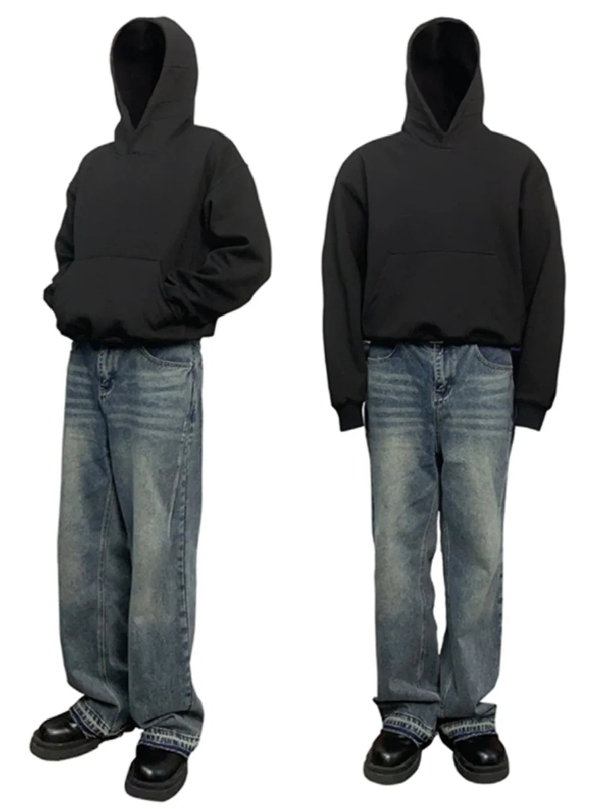 Sweat-shirt à capuche Bla Boxy pour homme, automne-hiver, surdimensionné, style américain, rigide et solide, en coton et polyester, décontracté...