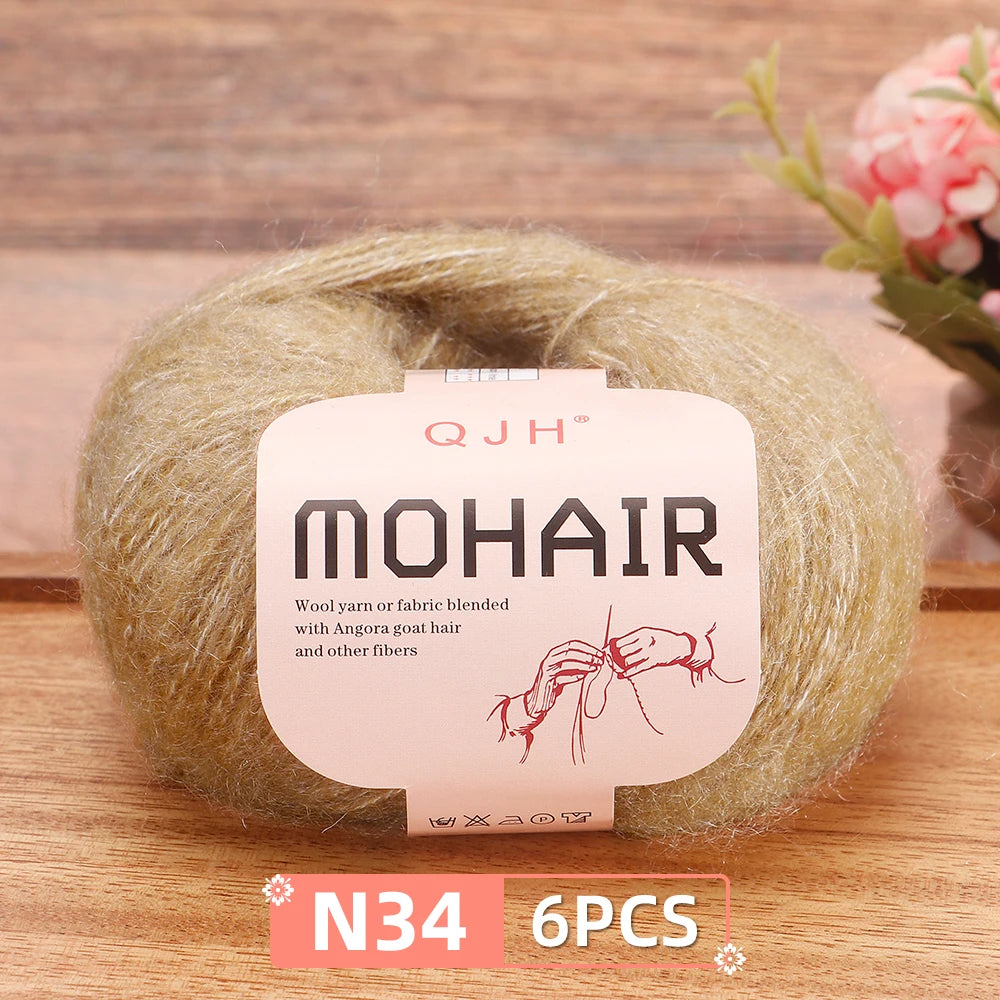 Fil Mohair doux et chaud, 6 paquets/150g, chaussettes de pull en tricot faites à la main, fil d'écharpe châle au Crochet, 60% Mohair, 40% acrylique