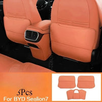 لسيارة BYD Sealion 7 Sea Lion 07 EV 2024 2025، إكسسوارات مقعد السيارة الأمامي من الجلد المضاد للركل، إطار حماية داخلي