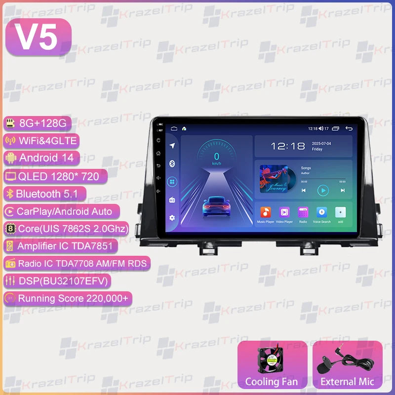 Autoradio Android 9 pouces pour KIA Morning 3 Picanto 2016 2017 2018 2019 2020 - 2023, GPS stéréo Carplay Autoradio DAB WIFI DSP RDS