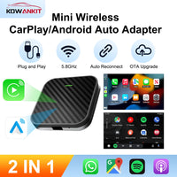 Adaptateur CarPlay sans fil 2 en 1, Dongle sans fil Android Auto, Plug & Play, voiture pour Bluetooth Smart Mini AI Box KowanKit 2026