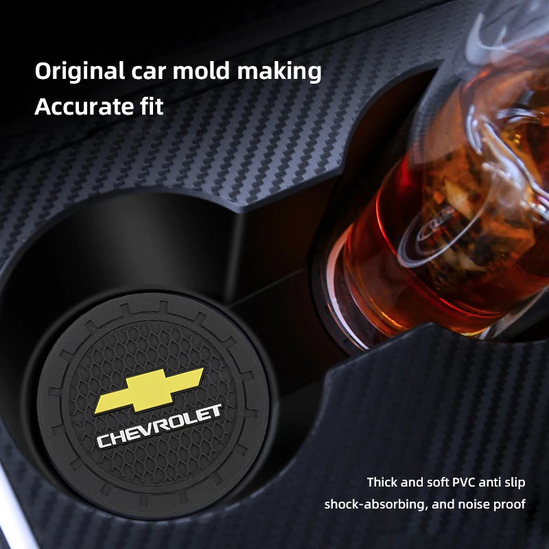 Tapis de tasse d'eau de voiture, 2 pièces, dessous de verre Anti-bruit en caoutchouc pour Chevrolet Spark Captiva Cruze Malibu Equinox Trax Camaro Blazer Traverse