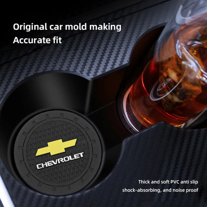 Tapis de tasse d'eau de voiture, 2 pièces, dessous de verre Anti-bruit en caoutchouc pour Chevrolet Spark Captiva Cruze Malibu Equinox Trax Camaro Blazer Traverse