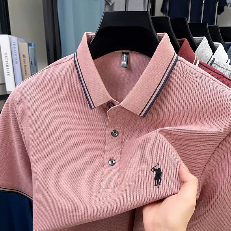 Marque de mode 100% coton été nouvel article polo brodé poney original pour hommes haut à manches courtes confortable et respirant