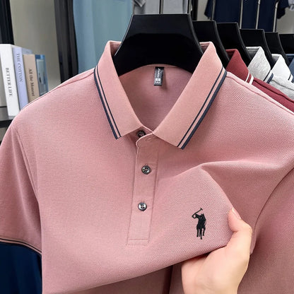 Marque de mode 100% coton été nouvel article polo brodé poney original pour hommes haut à manches courtes confortable et respirant