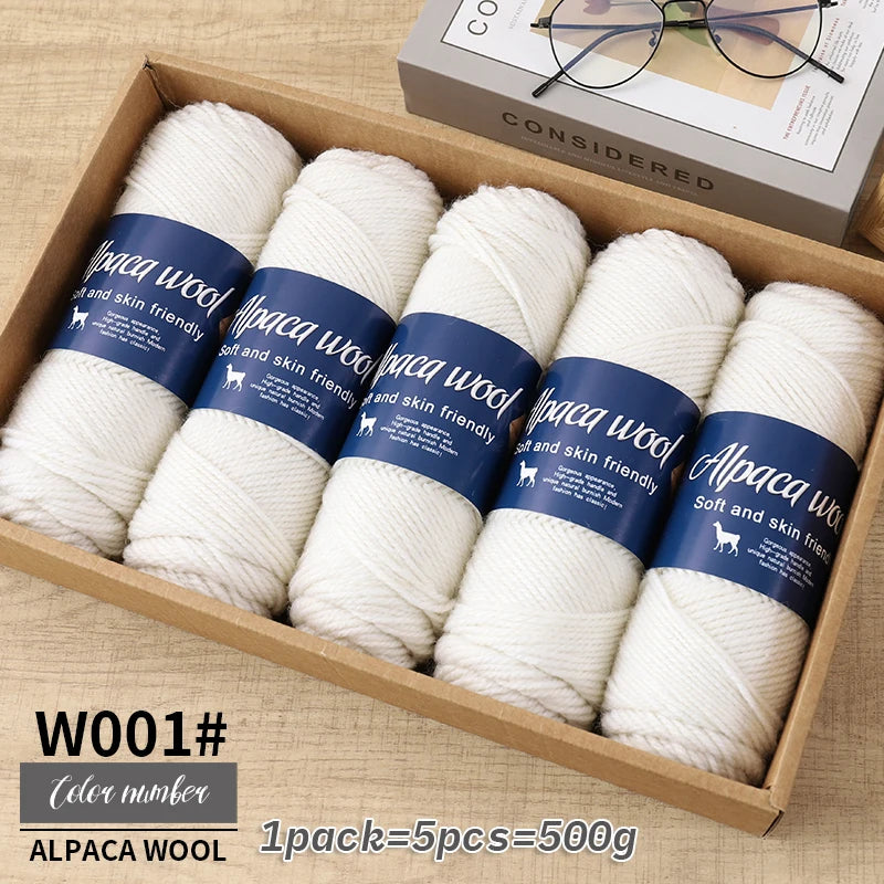 Fil de laine d'alpaga 500g, fil grossier, tissé à la main pour fabriquer des pulls chauds et à la mode, coupe-vent, vestes, foulards, chapeaux, fils