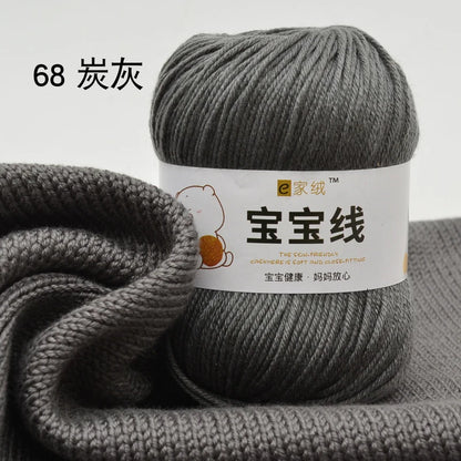 Fil spécifique pour bébé 50g, coton de lait protéiné en soie, fil de matériel de poupée de pull de chapeau tissé à la main, doux pour la peau avec une élasticité