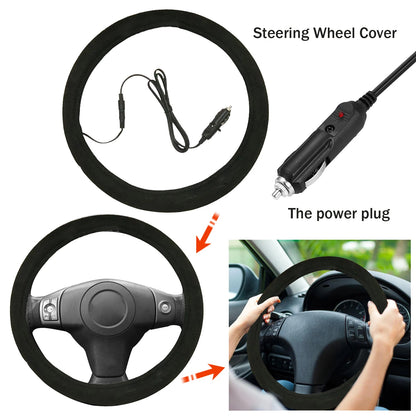 Housse chauffante universelle pour volant de voiture 12V, séchage rapide en 3 minutes, housse chauffante antidérapante pour l'hiver pour le confort de conduite (noir)