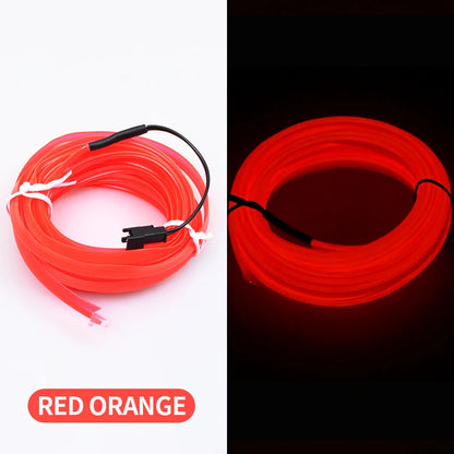 Bande Lumineuse LED Flexible de 5m, Tube de Lumière Froide EL avec USB, Lampe d'Ambiance de Décoration Automobile