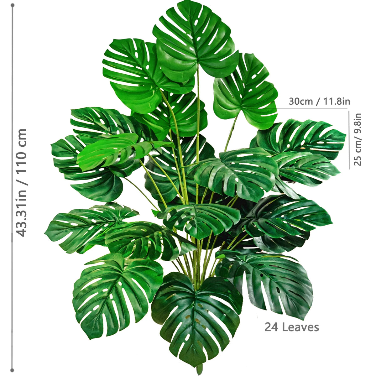 ورقة Monstera اصطناعية بلاستيكية، نبات مزيف للزينة بوعاء، مناسبة لديكور المنزل، 60-100 سم