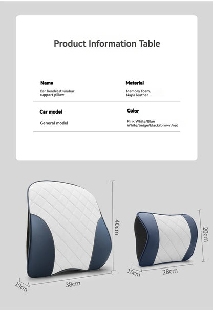 Appui-tête de voiture en cuir Nappa de luxe et ensemble d'oreillers de soutien lombaire, Design perforé respirant, convient à tous les modèles de voiture