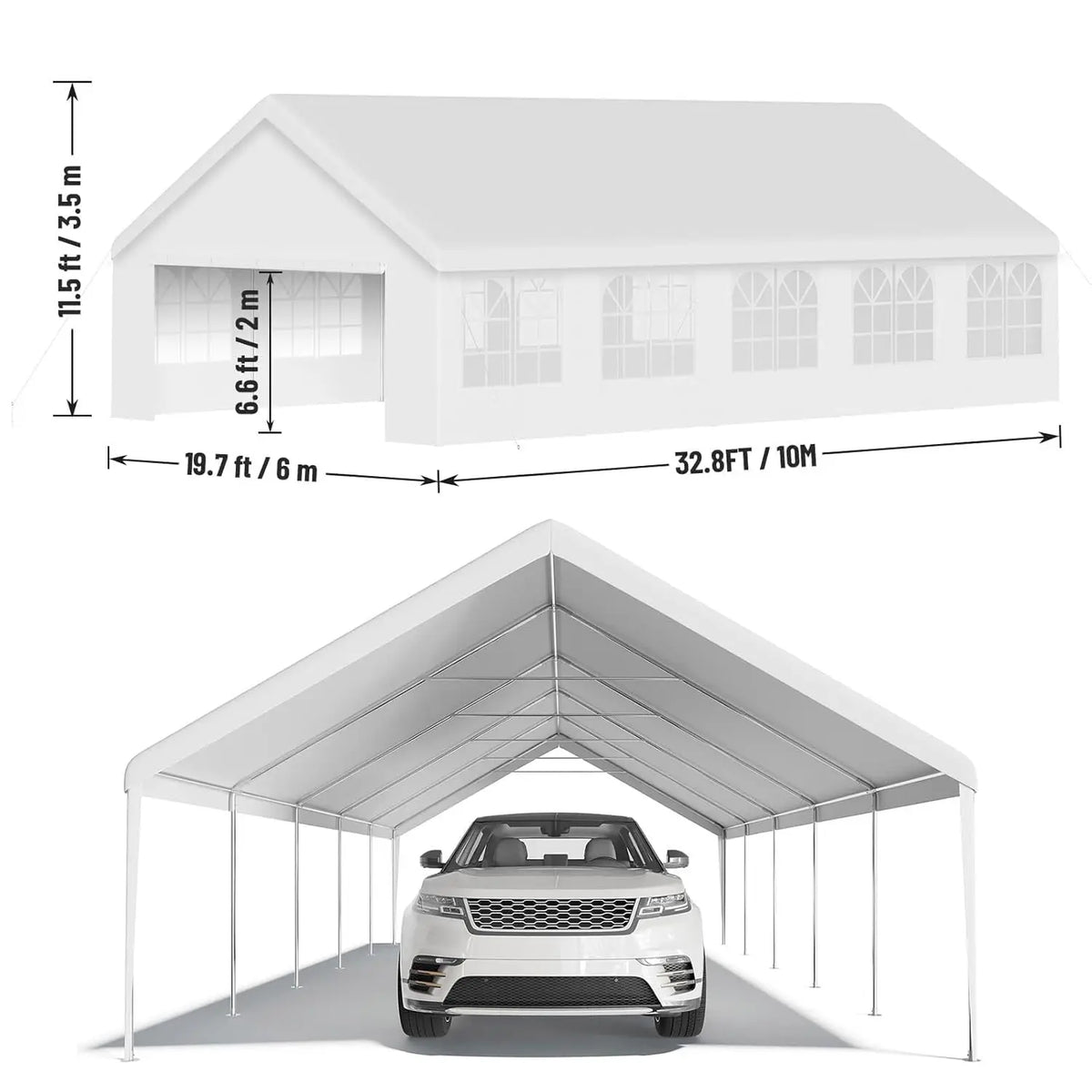 Tente de réception 20'x33', Gazebo de mariage robuste pour extérieur, parois latérales amovibles, résistant à l'eau et aux UV, abri pour événements, personnalisable