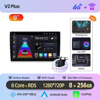 Junsun 7 9 10 pouces Radio universelle Carplay Android Auto autoradio lecteur multimédia systèmes intelligents pour Ford Peugeot Fiat