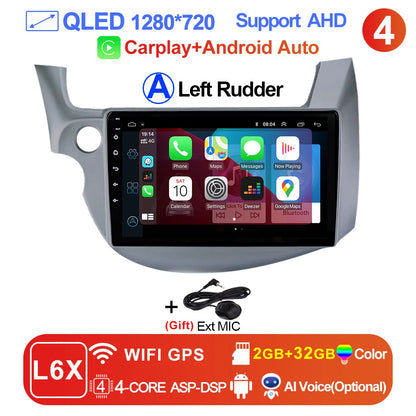 LEHX-Autoradio L6 Pro Android 14, 4G, Carplay, DVD, Stéréo, 2 DIN, Unité Centrale, Limitation GPS, pour Voiture HONDA FIT JAZZ (2007-2013)