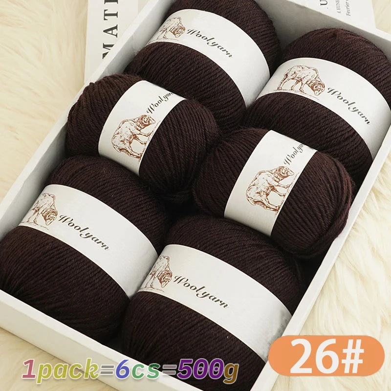 Fil de laine moyen de couleur Pure, 500g, à la mode, Simple, chaud, fait à la main, adapté aux écharpes à tricoter, pulls, gants, chapeaux