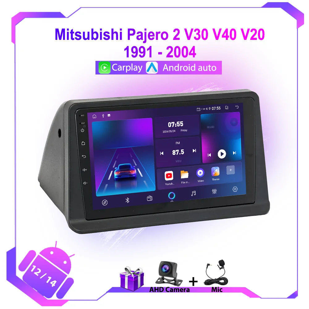 Autoradio Android pour Mitsubishi Pajero 2, V30, V40, V20, 1991-2004, 4G, WIFI, lecteur de limitation, GPS, CarPlay sans fil