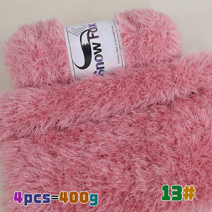Fil de fausse fourrure 400g, fil de plumes, fil de cils, fil épais pour tricoter à la main, adapté au tricot de grands manteaux, pyjamas, foulards, chapeaux, châles, gilets