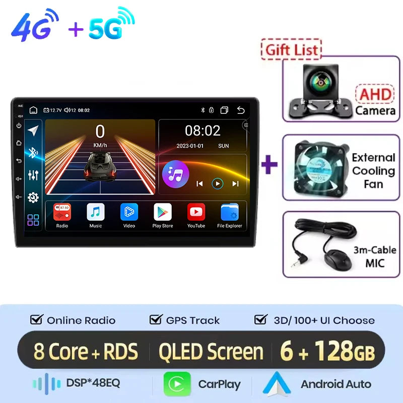 Autoradio multimédia vidéo avec navigation GPS Android16 CarPlay sans fil pour Ford New Transit 2009-2019 Focus 2005-2010