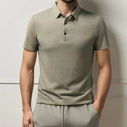 2025 hommes d'affaires décontracté à manches courtes fleur d'os couleur unie POLO mode respirant confortable été polyvalent haut
