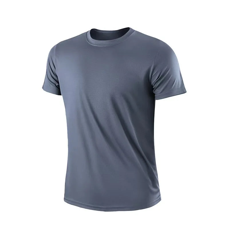 T-shirt de sport pour homme à manches courtes, séchage rapide, respirant, col rond, entraînement, exercice, sport, haut léger