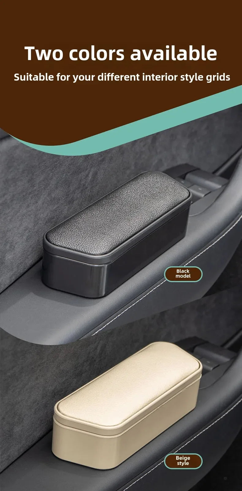 Boîte de rangement universelle pour porte d'accoudoir gauche droite de voiture, boîte de rangement pour repose-coude à hauteur réglable, accoudoir, boîte d'organisation de porte automatique