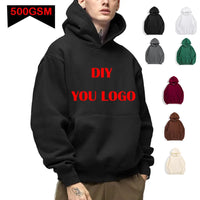 Pull à capuche pour hommes et femmes, personnalisé de votre marque, haut décontracté en coton épais, couleur unie, automne et hiver