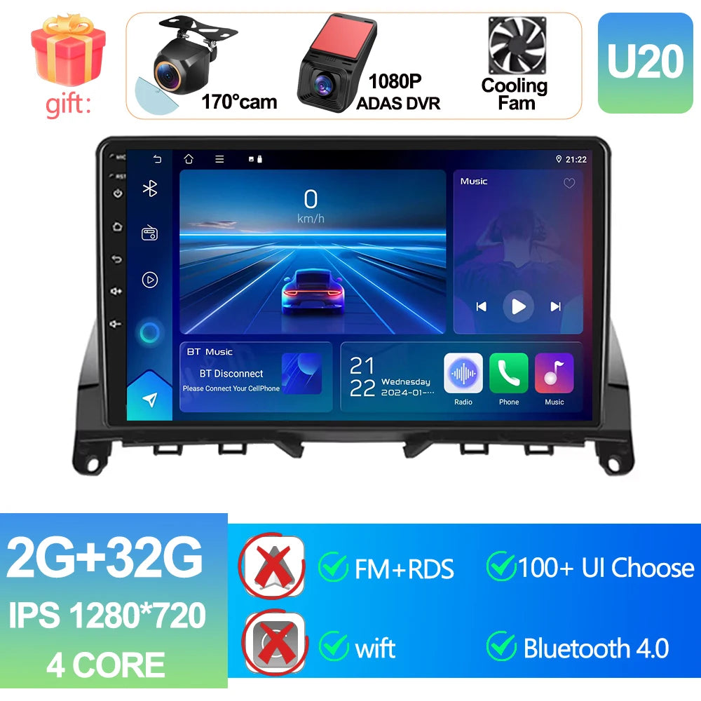 Pour Mercedes Benz classe C 3 W204 S204 2006 - 2011 Android 15 Carplay Auto autoradio multimédia lecteur vidéo Navigation GPS DSP