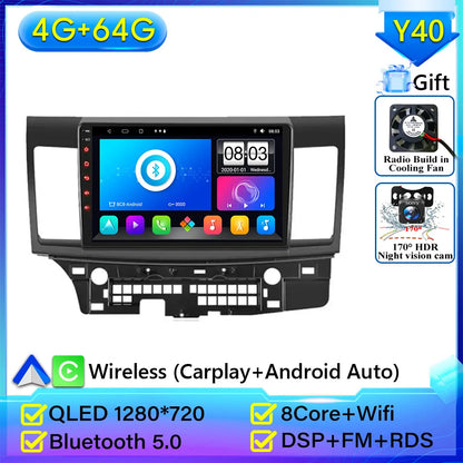 Autoradio Android 14 pour Mitsubishi Lancer 10 CY 2007-2017 Android 15 Navigation GPS Android Auto stéréo Carplay écran No 2din