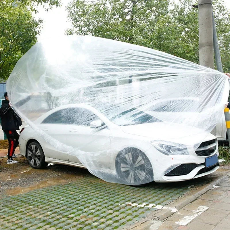 Housse de protection universelle pour voiture, couverture transparente PE avec bande élastique, résistante à la pluie et à la poussière, anti-rayures, bouclier de protection complet pour voiture