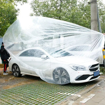 Housse de protection universelle pour voiture, couverture transparente PE avec bande élastique, résistante à la pluie et à la poussière, anti-rayures, bouclier de protection complet pour voiture