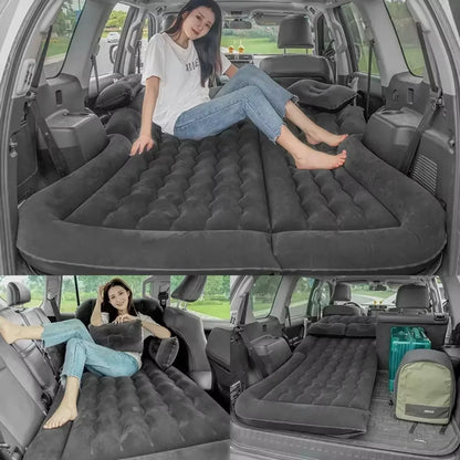 Lit gonflable de voiture 2 en 1, matelas de voyage gonflable multifonction, flocage en PVC, coussin de repos doux pour voiture SUV
