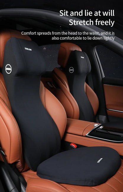 Appui-tête en cuir pour voiture, Support lombaire en mousse à mémoire de forme, oreiller de cou, coussin de dos, Support de taille, accessoires d'intérieur de voiture