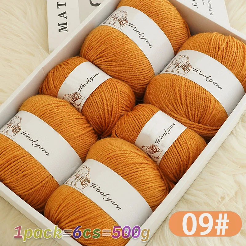 Fil de laine moyen de couleur Pure, 500g, à la mode, Simple, chaud, fait à la main, adapté aux écharpes à tricoter, pulls, gants, chapeaux