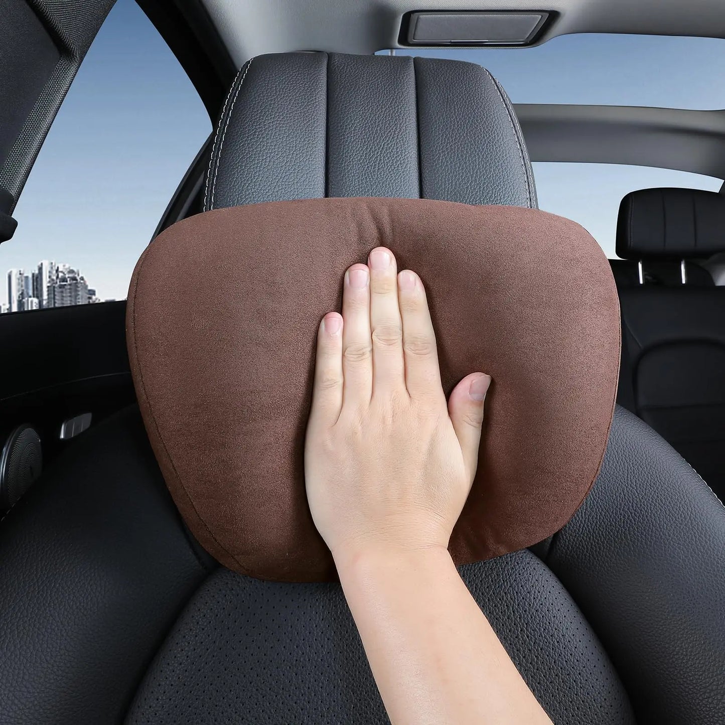 Appui-tête de voiture en coton à mémoire de forme, 2 pièces, Support de cou, accessoires de voiture, classe de siège, doux, universel, réglable, oreiller de voiture, coussin de repos du cou