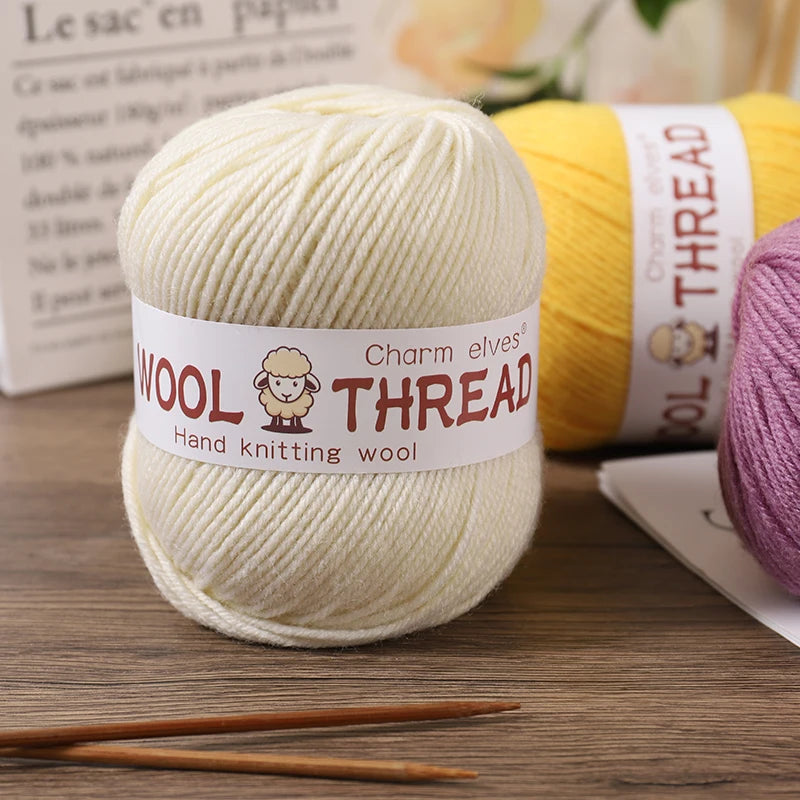 Fil de laine d'aldéhyde moyen, production de bricolage fin, tricoté à la main, pull chaud à la mode, écharpe et chapeau, boule de fil, 500g