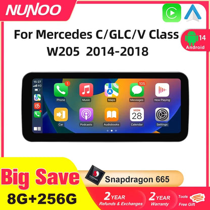 Android 14 sans fil CarPlay pour Mercedes Benz classe C W205 écran Android Auto multimédia Navigation GPS SWC DSP 4G WiFi