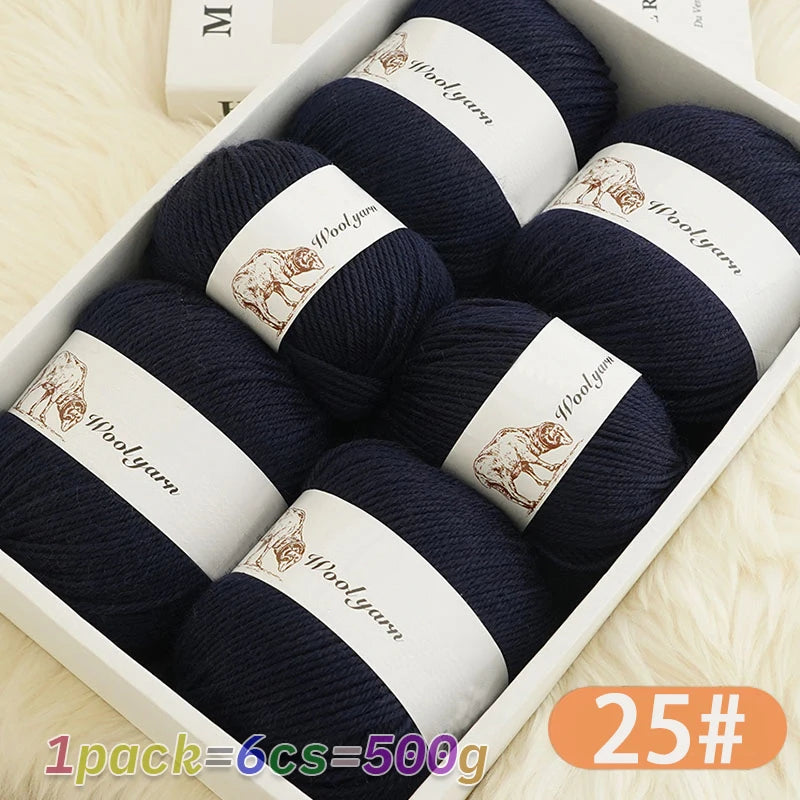 Fil de laine moyen de couleur Pure, 500g, à la mode, Simple, chaud, fait à la main, adapté aux écharpes à tricoter, pulls, gants, chapeaux