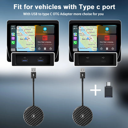 Adaptateur/dongle CarPlay sans fil pour voitures à partir de 2015 et iPhone iOS 10 +, câble d'usine