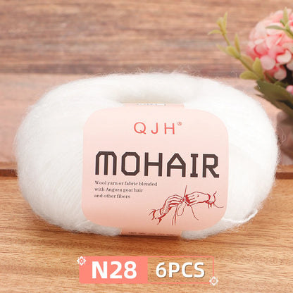 Fil Mohair doux et chaud, 6 paquets/150g, chaussettes de pull en tricot faites à la main, fil d'écharpe châle au Crochet, 60% Mohair, 40% acrylique