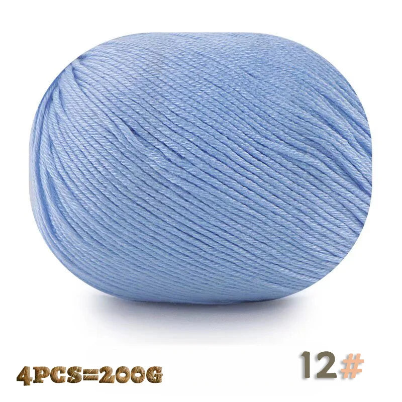 200 g 6 brins de boules de fil doux tricotées faites à la main d'épaisseur moyenne pour la fabrication de pulls, chapeaux, foulards, gants, chaussures en fil, boules de fil doux, 1 pièce = 4 boules = 200 grammes