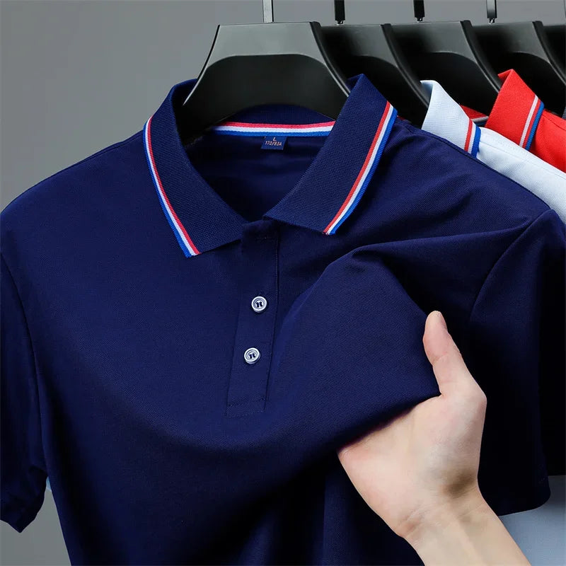 Polo décontracté à manches courtes pour hommes, couleur unie, haut polyvalent, à la mode et confortable, nouvelle collection été 2025