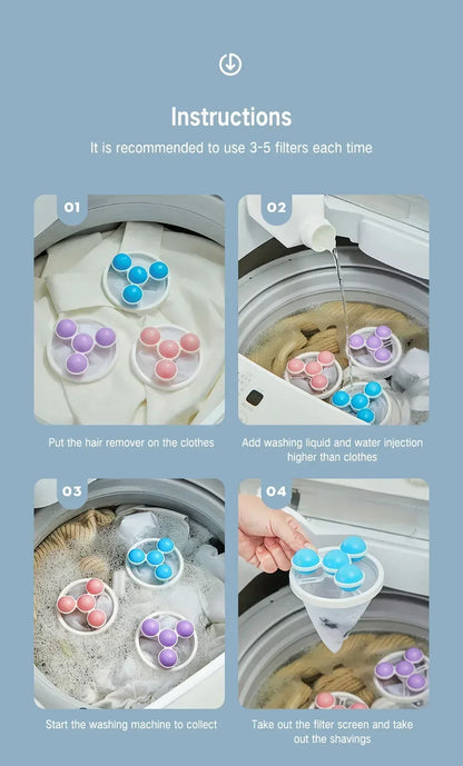 Épilateur pour animaux de compagnie, machine à laver, sac filtrant flottant, boule de linge réutilisable, outils pour livres, attrape-poils de chat